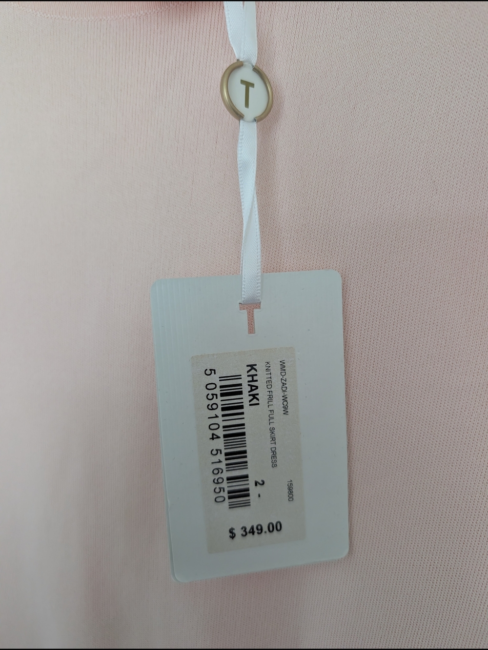 Ted Baker Zadi Knitted Frill Full Skirt Dress Size 2/US 6 Khaki Pink Green NWT - Picture 9 of 15